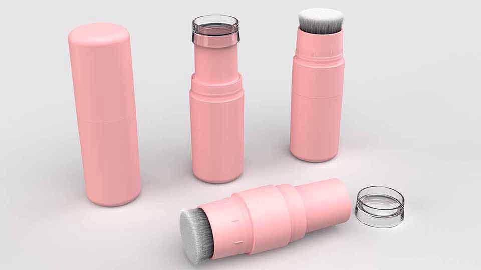 Puderstifttube mit Bürstenkopf